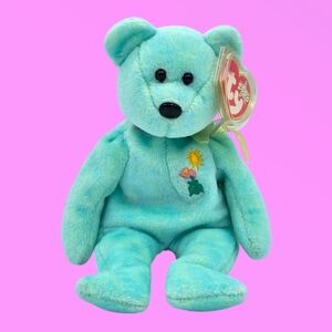 Vintage 2000 TY Beanie Babies Ariel Green AIDS Memory Teddy Bear